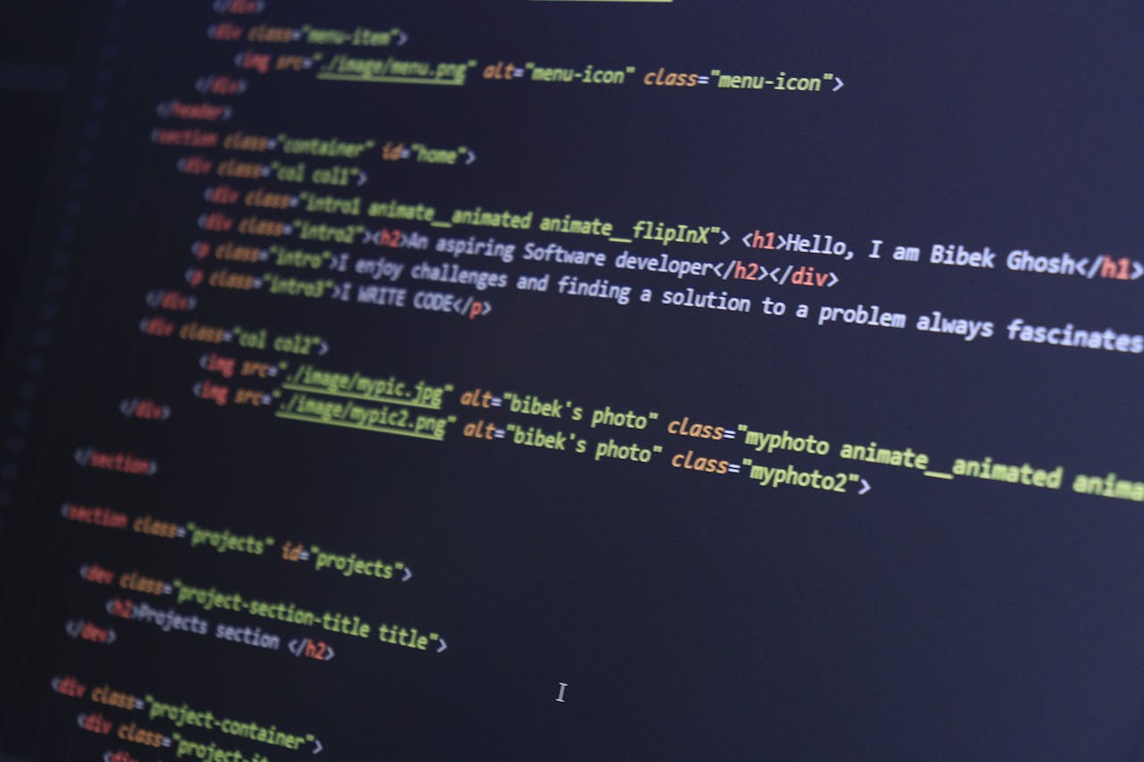 Colorful HTML code displayed on a computer screen for programming projects.